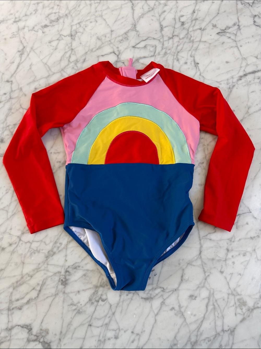 Kids Hanna Andersson Sz 5T Long Sleeve Rainbow One-Piece Swimsuit